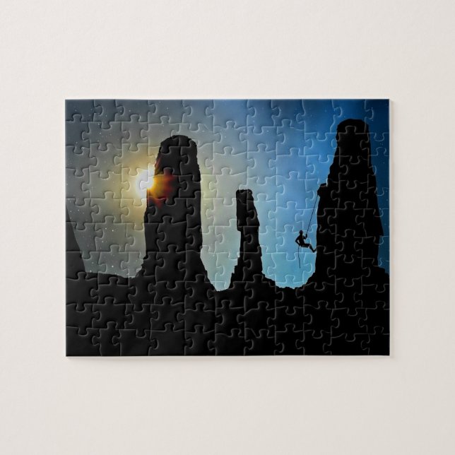 Quebra-cabeça Escalada Montanheira Subindo Esporte Montanheira (Horizontal)