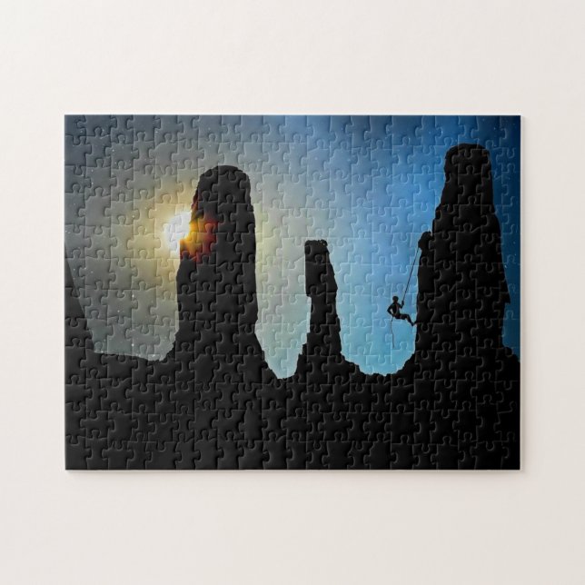 Quebra-cabeça Escalada Montanheira Subindo Esporte Montanheira (Horizontal)