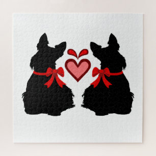 Quebra-cabeça Escocês Terrier Black Shouette Heart/676 partes