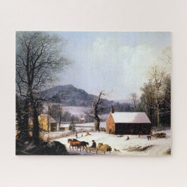 Quebra-cabeça Escola Vermelha Inverno George Henry Durrie 1858