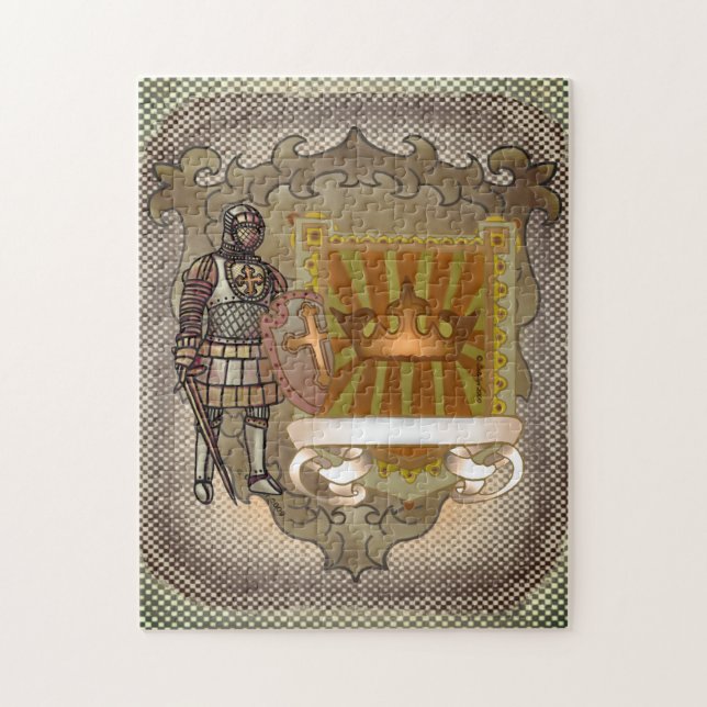 Quebra-cabeça Escudo do Brasão de Família Sobrenome (Vertical)