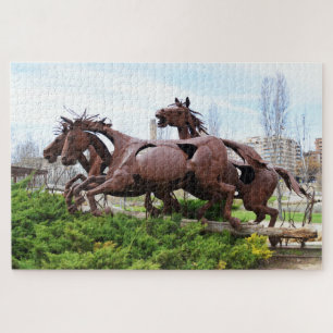 Quebra-cabeça Escultura de cavalos corridos
