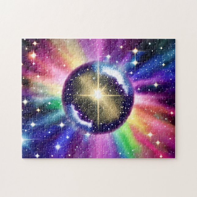 Quebra-cabeça Esfera de Disco Espelhada do Rainbow no Espaço Ext (Horizontal)