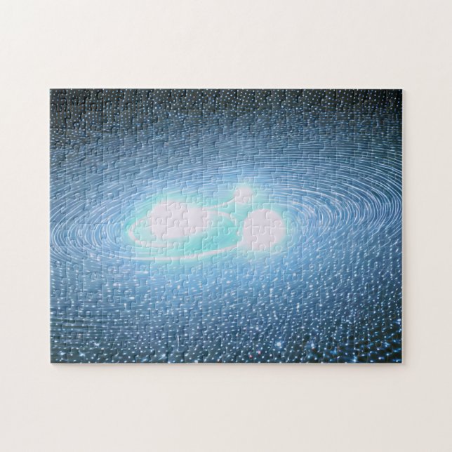 Quebra-cabeça Esferas brancas brilhantes cósmicas girando no uni (Horizontal)