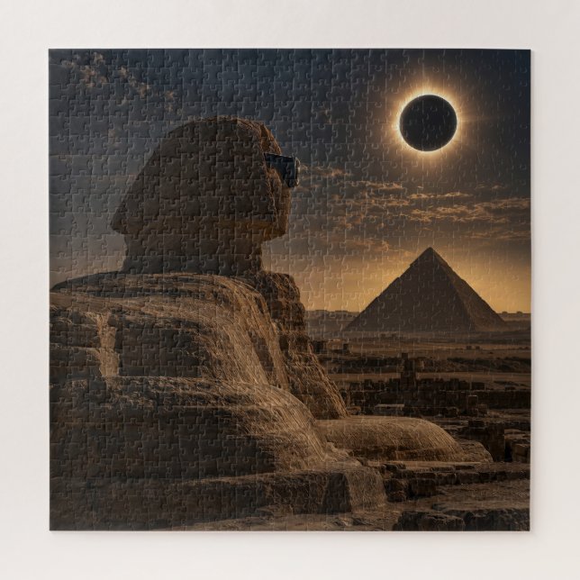 Quebra-cabeça Esfinge olhando para um eclipse solar total (Vertical)