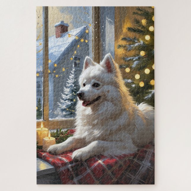 Quebra-cabeça Eskimo Americano com Luzes de Natal Feriado (Vertical)