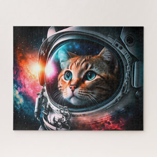 Quebra-cabeça Espaço Engraçado Astronauta Gatinho Galáxia Univer