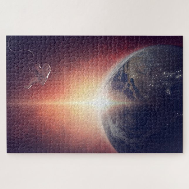 Quebra-Cabeça Espaço Terra & Astronauta (Horizontal)