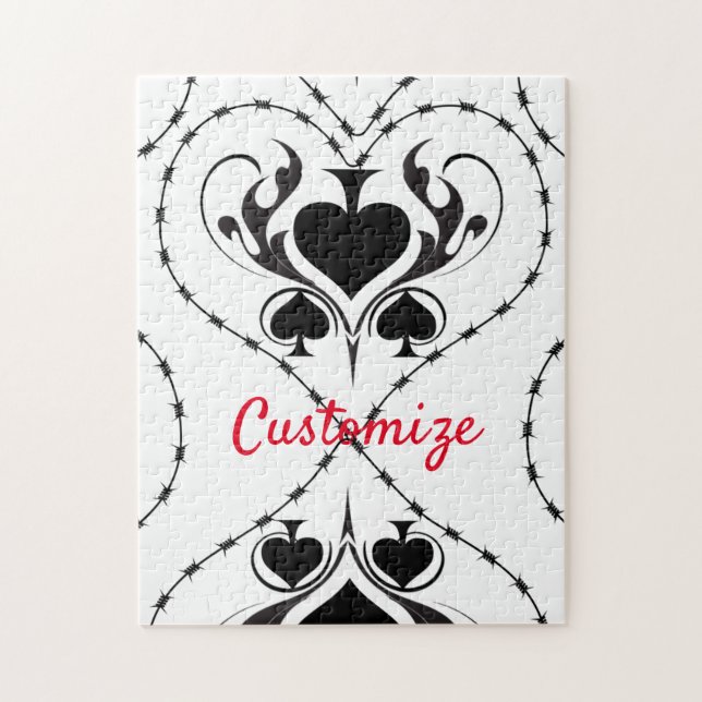 Quebra-cabeça Espadas Pretas do Coração com Fio Barbed_Cove (Vertical)