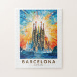 Quebra-cabeça Espanha de Barcelona La Sagrada Familia Viagem Art<br><div class="desc">Design de viagem de vetor de Barcelona. Barcelona,  a capital cosmopolita da Catalunha da Espanha,  é conhecida pela sua arte e arquitetura.</div>