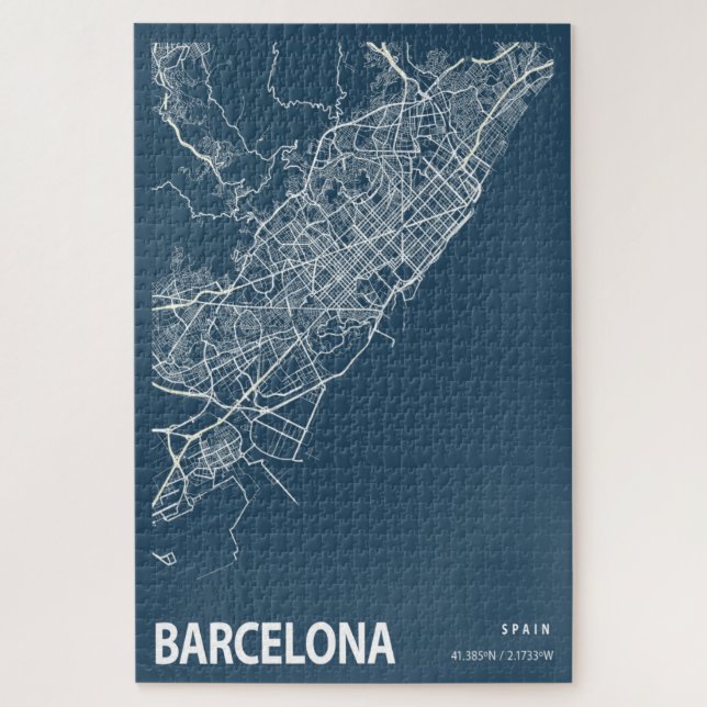 Quebra-cabeça Espanha de Barcelona - Mapa da cidade - Impressão  (Vertical)