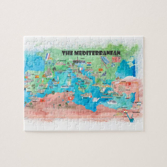 Quebra-cabeça Espanha do Mapa do Poster de viagens de Cruzeiro d (Horizontal)