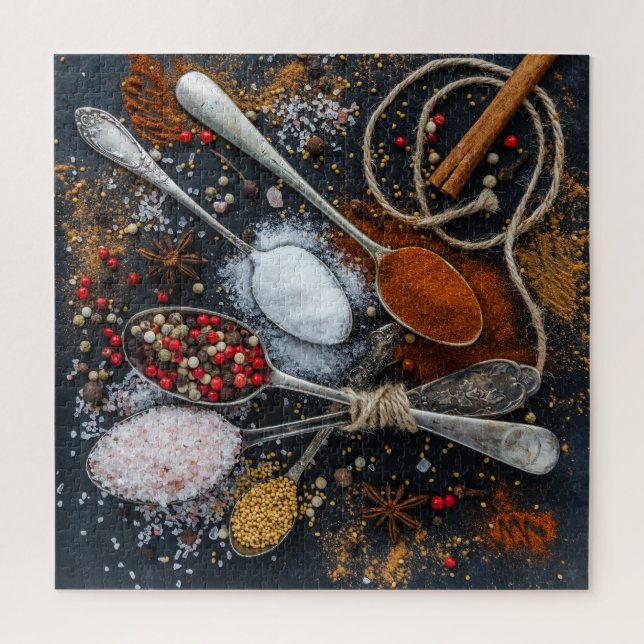 Quebra-cabeça Especiarias e colheres de Cozinhar exóticas (Vertical)