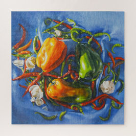 Quebra-cabeça Espicia a vida tranquila com pimentões e alho