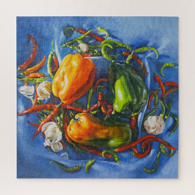 Quebra-cabeça Espicia a vida tranquila com pimentões e alho (Vertical)