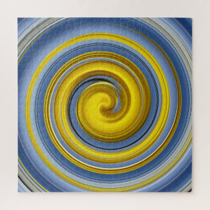 Quebra-cabeça Espiral amarela e azul