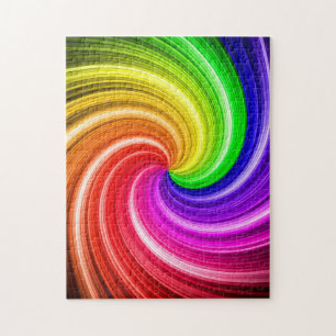 Quebra-cabeça Espiral Colorida Tie Dye Rainbow Swirl Art Pattern