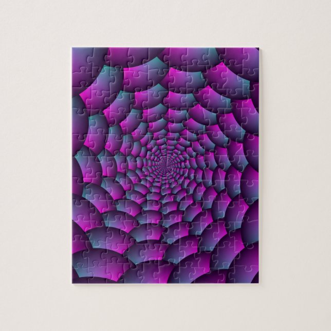 Quebra-cabeça Espiral de bola em azul rosa e roxo (Vertical)