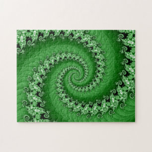Quebra-cabeça espiral dobro verde do Fractal