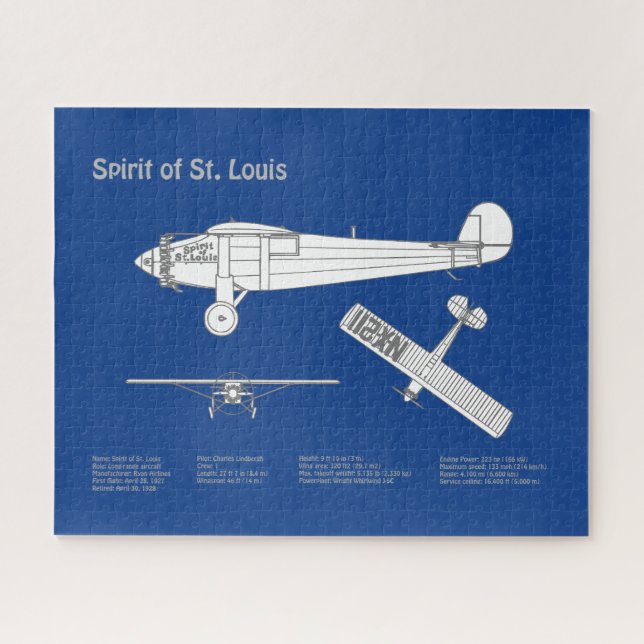 Quebra-cabeça Espírito de Rua. Louis - Planos de Aeronave Bluepr (Horizontal)