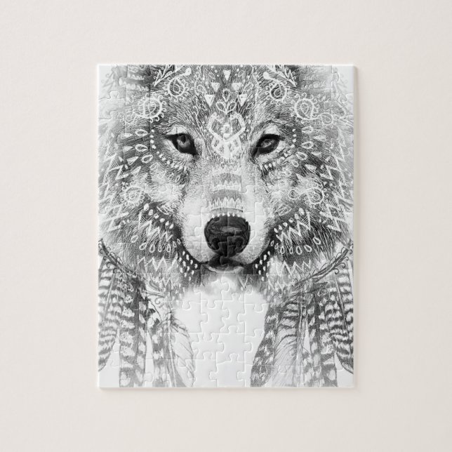 Quebra-cabeça Espírito do Lobo Tribal (Vertical)
