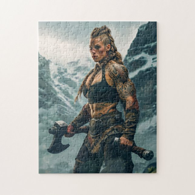 Quebra-cabeça Espírito Guerreiro da Mulher Viking Canalizando (Vertical)
