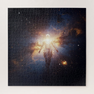 Quebra-cabeça Espiritual transparente brilhando no espaço extern