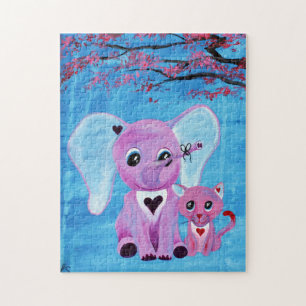 Quebra-cabeça Esqueça-me de não pintar elefante de gata de cer