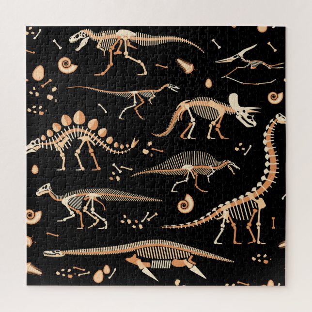 Quebra-cabeça Esqueletos de dinossauro, fósseis, padrão de colhe (Vertical)