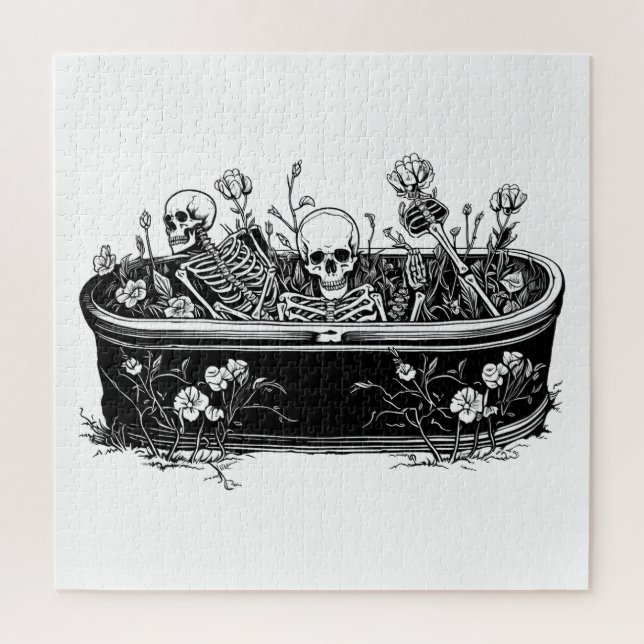 Quebra-cabeça Esqueletos no caixão (Vertical)