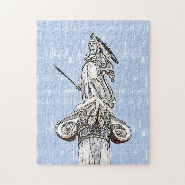Quebra-cabeça Esquema de Aquarela da Estátua de Athena (Vertical)