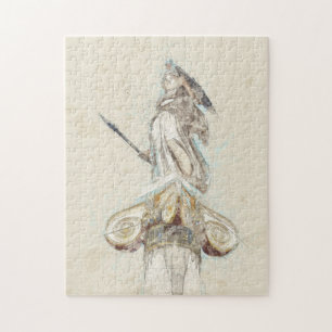 Quebra-cabeça Esquema de Aquarela da Estátua de Athena
