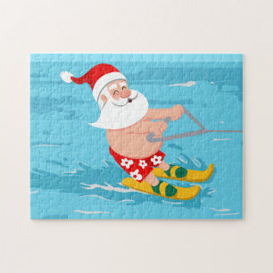 Quebra-cabeça Esqui aquático de Cartoon Santa Claus