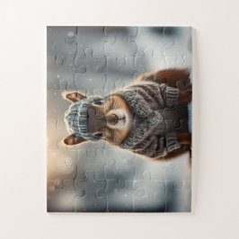 Quebra-cabeça Esquilo bonito vestido para o inverno