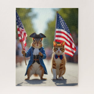 Quebra-cabeça Esquilo Patriótico e Gato