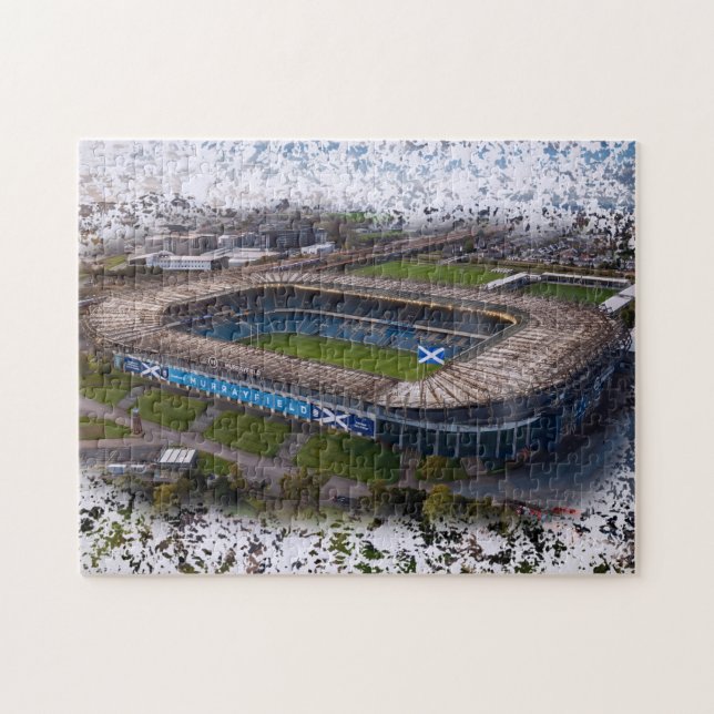Quebra-cabeça Estádio de Rugby de Edimburgo com a Bandeira da Es (Horizontal)