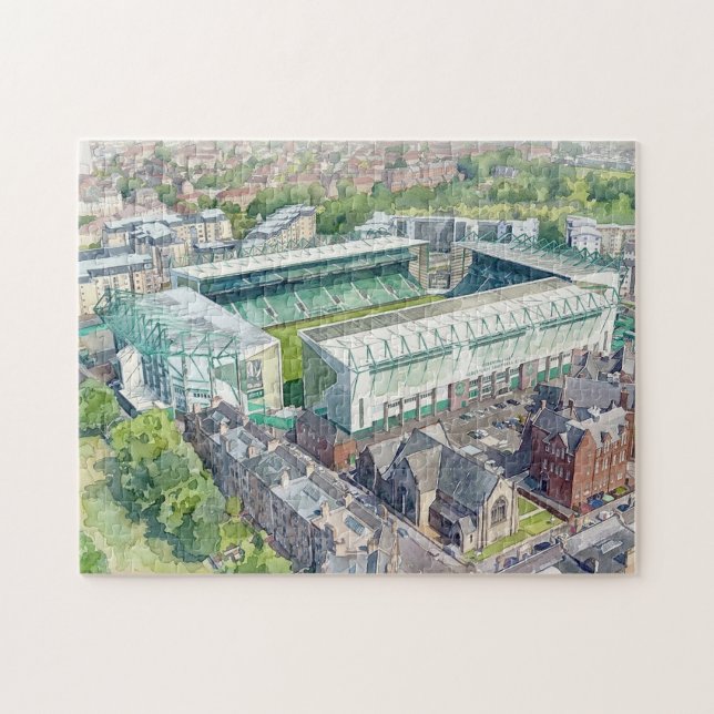 Quebra-cabeça Estádio Easter Road Edimburgo Arte Aquarela (Horizontal)