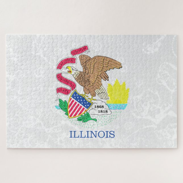 Quebra-cabeça Estado do Illinois Flag Grunge (Horizontal)