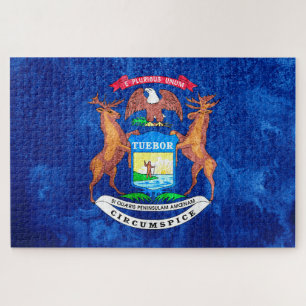 Quebra-cabeça Estado do Michigan Flag Grunge