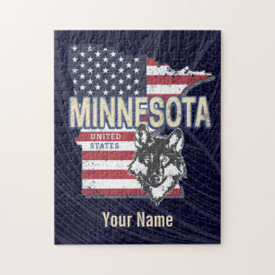 Quebra-cabeça Estado do Minnesota Estados Unidos Mapa Vintage EU