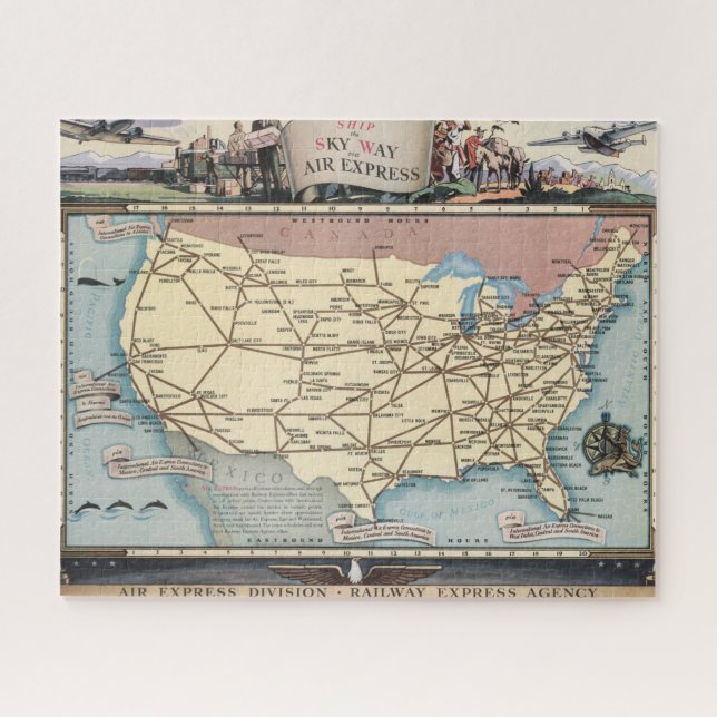 Quebra-cabeça Estados Unidos mapeiam o Skyway via Air Express (Horizontal)