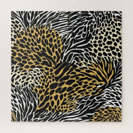 Quebra-cabeça Estampa Mista de Animais Zebra Leopardo Tigre