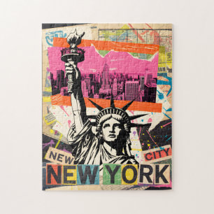 Quebra-cabeça Estátua da Liberdade do Retro Punk Collage da Cida