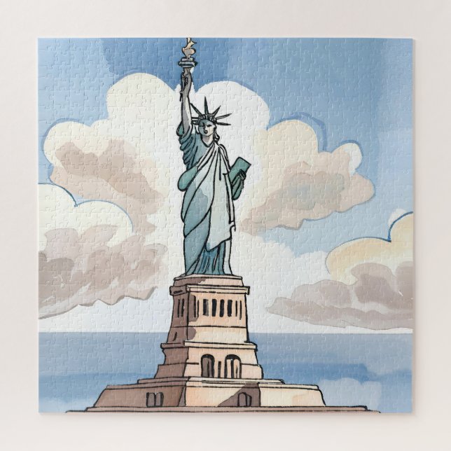 Quebra-cabeça Estátua da Liberdade | Marca de Referência em Aqua (Vertical)