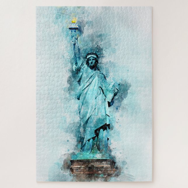 Quebra-cabeça Estátua da Liberty Watercolor (Vertical)