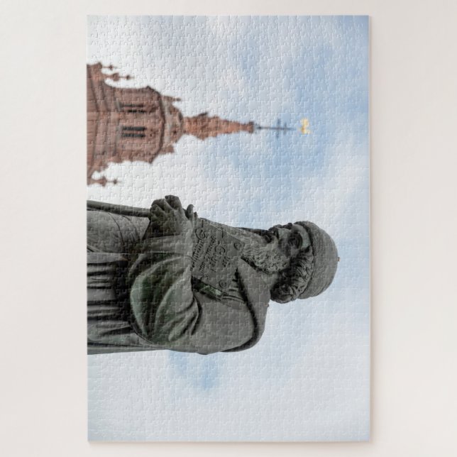 Quebra-cabeça estátua de Johannes Gutenberg (Vertical)