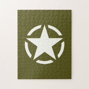 Quebra-cabeça Estêncil estrelado em Khaki Verde