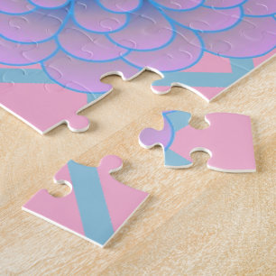 Quebra-cabeça Estética de Padrão Floral Roxo Azul Pastel Sem Cos