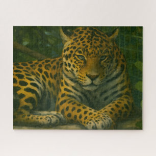 Quebra-cabeça Estilidade do ouro - Leopardo em repouso na folhag