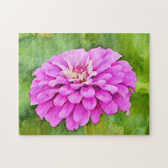 Quebra-cabeça Estilo de Aquarela com Flor de Mãe Rosa (Horizontal)